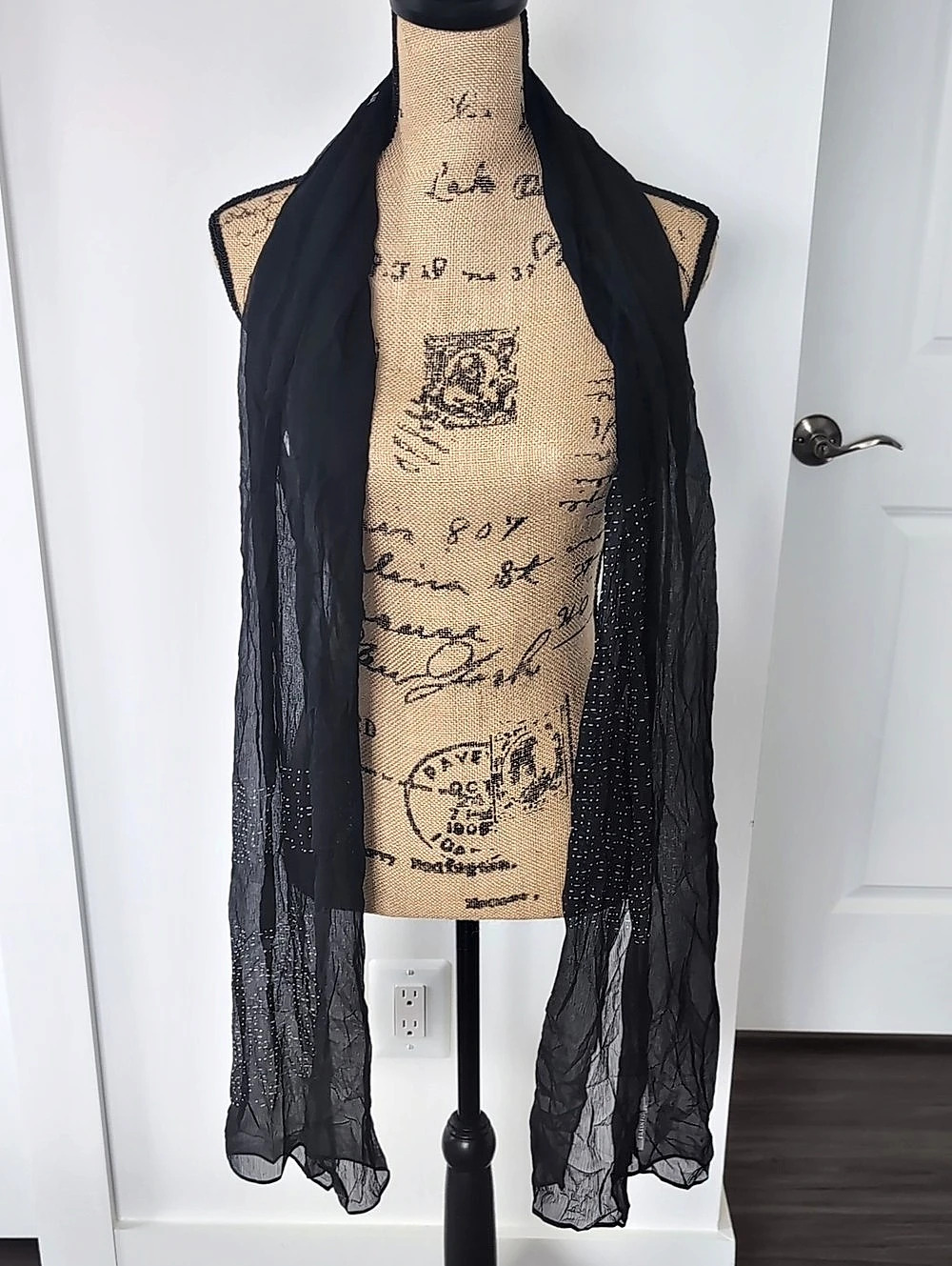 Eileen Fisher Sheer Black Scarf